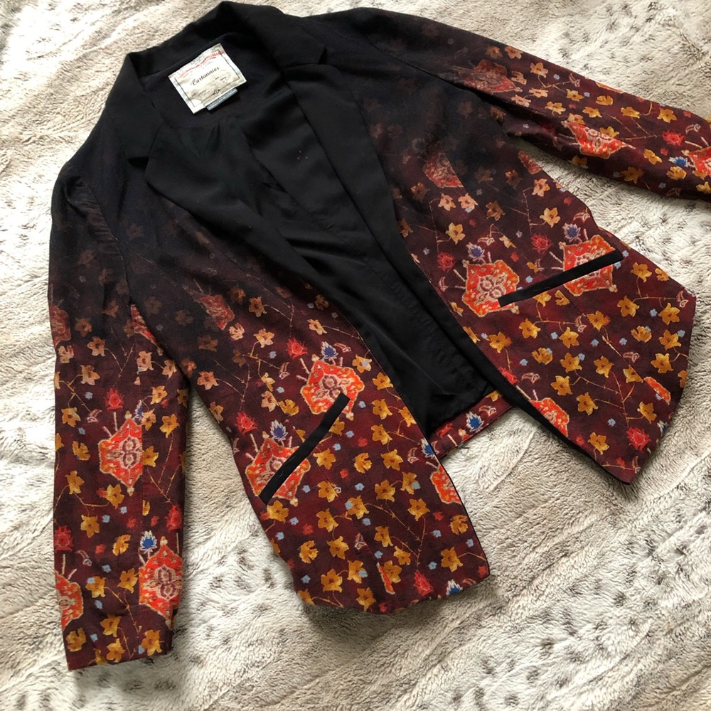 NWOT Anthropologie Cartonnier Floral Black Blazer